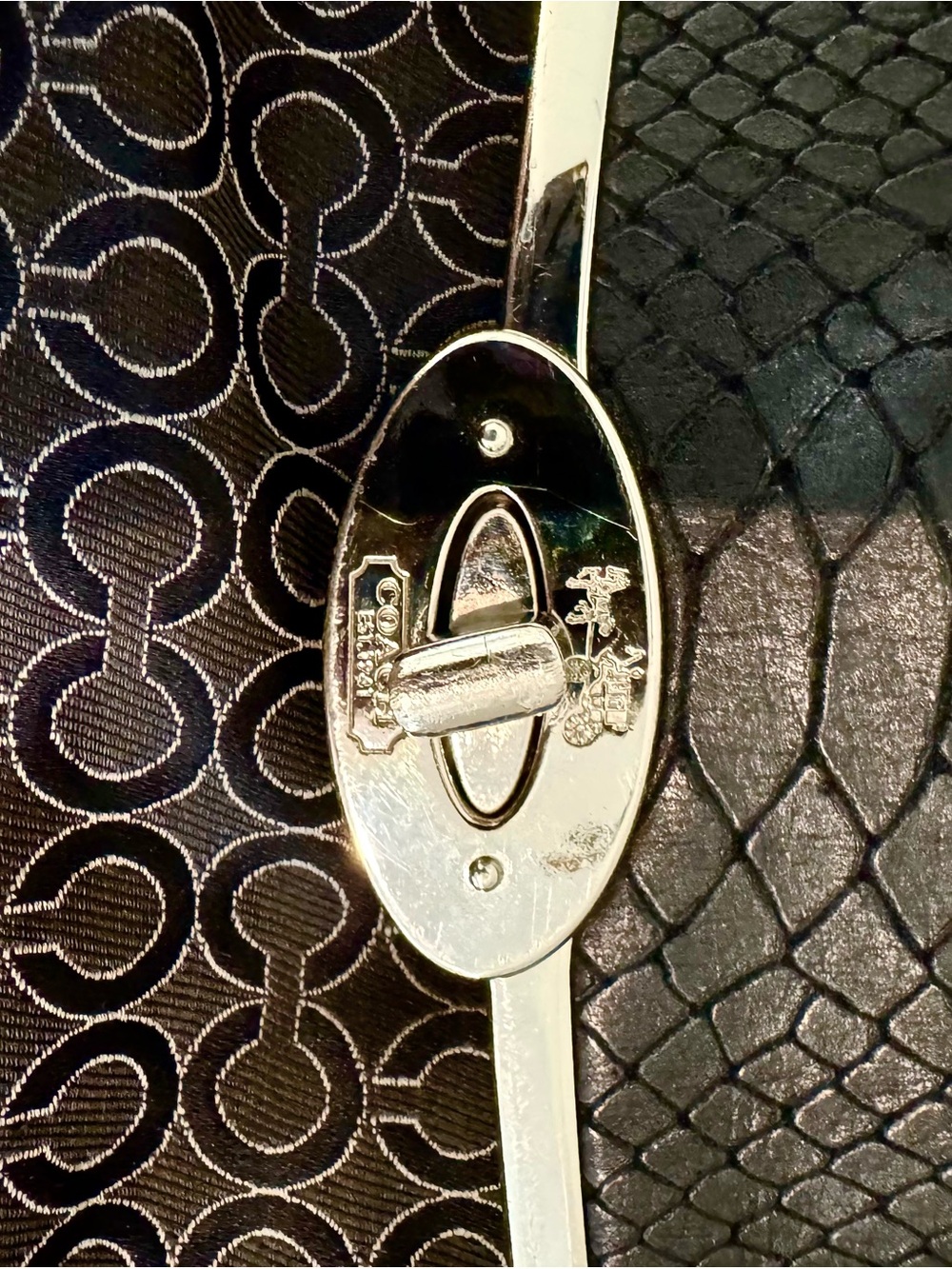 Coach Black Patterned Shoulder Bag with Silver-Tone Hardware - Picture 4 of 9